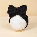 Schwarzes Plüsch-Stirnband mit großer Schleife für Kinder, weiches Winter-Haaraccessoire - 17*9.5cm / Schwarz