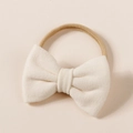 Diadema de bebé con lazo de imitación de cachemira crema y banda de nailon elástico - 8.5*6cm / Beige