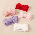 Lot de cinq bandeaux élastiques pour bébés avec grands nœuds doubles en jacquard - 16*8.5cm / Couleur Aléatoire
