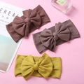 Baby ribbed knit bow headbands in dusty rose, soft pink, and ginger yellow colors - Bow Ribbed Style / 17*9cm / Random Color