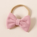 Pink cashmere bow headband for infants with a soft beige elastic nylon hair band - 8.5*6cm / Dusty Pink