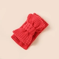 Close-up of red knitted baby headband showing thick texture and large bow detail - 16*8.5cm / Rose