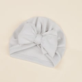 Light grey baby turban hat with a large bow detail made of soft knitted fabric - 17.5*18cm / Light Gray