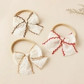 Lot de 3 bandeaux bébé avec nœuds en dentelle et nylon élastique aux tons chauds naturels - 8.5x8.5cm / Couleur Aléatoire