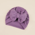 Violet baby turban hat with oversized bow made of soft cashmere-like knit fabric - 17.5*18cm / Purple