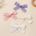 Set of four cute lace embroidery butterfly hair clips in purple, pink, beige and white - 8.5x6cm / Random Color