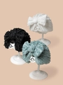 Set di tre turbanti per neonati con grandi fiocchi nei colori bianco, nero e verde salvia - 17.5x15.5cm / Colore Casuale