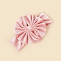 Pink velvet baby headband featuring a large ruched rosette and elastic soft fabric - 18*5.5cm / Pink