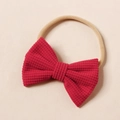 Dettaglio del fiocco in velluto rosso con fascia in nylon elastico per neonati - 8.5*5.5cm / Rosa Rosso