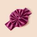 Elastic velvet baby headband with large pleated bow detail in dark pink finish - 18*5.5cm / Purple