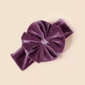 Elastic deep purple velvet headband featuring a large multilayer pleated bow design - 18*5.5cm / Dark Purple