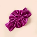 Bandeau bébé en velours violet foncé orné d'un grand nœud floral plissé élégant - 18*5.5cm / Violet foncé