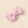 Soft pink knitted double-layer bow headband for infants with elastic texture - 16*8.5cm / White Pink