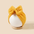 Bonnet indien en tricot jaune vif pour bébé avec un grand nœud papillon élégant - 18*18cm / Jaune