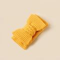 Bright yellow knitted double-layer bow headband for babies with soft waffle texture - 16*8.5cm / Yellow