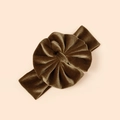 Bandeau bébé en velours marron foncé avec un grand nœud plissé sur fond rose tendre - 18*5.5cm / Brun