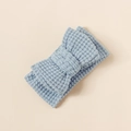 Knitted double layer large bow headband for babies in soft light blue stretchy fabric - 16*8.5cm / Blue