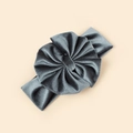 Bandeau élastique pour bébé orné d'un grand nœud en velours bleu-gris foncé plissé - 18*5.5cm / Gris