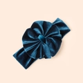 Bandeau élastique pour bébé avec grand nœud en velours bleu foncé plissé pour nouveau-né - 18*5.5cm / Vert Foncé