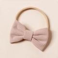 Fascia per neonata con fiocco in velluto a coste rosa e fascia in nylon beige - 8.5*5.5cm / Rosa cannella
