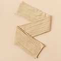Macro detail of beige nylon jacquard knit texture on newborn baby headband fabric - Light Coffee