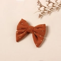 Handgefertigte Haarklammer aus Kord mit goldenem Glitzer in Karamell-Orange - 8*7cm / Orange