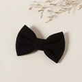 Elegante pinza para el pelo con lazo de pana a rayas negras para niñas estilo princesa - 8.5x5.5cm / Negro