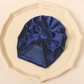 Turbant bleu marine en velours pour bébé avec un grand nœud décoratif élégant - Bleu marine