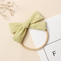 Bandeau bébé vert clair en velours côtelé avec paillettes dorées et nylon extensible - 9.5*6cm / Vert