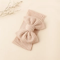 Bandeau bébé beige en maille côtelée avec un grand nœud pour nouveau-nés - Abricot