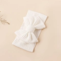 Bandeau blanc en maille côtelée pour bébé avec un grand nœud décoratif chic - Blanc