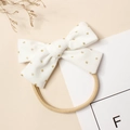 Bandeau bébé en velours blanc à pois dorés avec bande en nylon très élastique - 9.5*6cm / Blanc