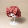 Baby Turban Mütze mit großer Schleife und Faltenstruktur in Altrosa für Mädchen - 17.5x15.5cm / Altrosa