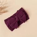 Detail showing the deep purple knitted rib texture and double-layered bow of the nylon headband - #22 Burgundy / 16*9cm