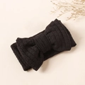 Elastic baby headband with a double-layered black waffle knit bow for girls - Black