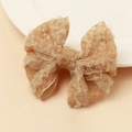 Détail de la pince à cheveux en dentelle champagne avec texture de maille élégante - Champagne (Couleur 2)