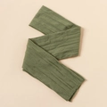Close-up of green cable knit nylon fabric showing texture for DIY infant headbands - Army Green