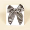 Barrette à cheveux élégante en velours gris argenté avec nœud papillon pour filles - 13cmx12.5cm / Gris clair