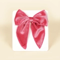 Pink velvet swallowtail bow hair clip for girls on white display card - 13cmx12.5cm / Peach Pink