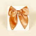 Elegant golden velvet bow hair clip for girls with a soft texture and premium vintage look - 13cmx12.5cm / Orange
