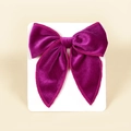 Deep purple velvet bow hair clip for girls on white display card, minimalist style - 13cmx12.5cm / Deep purple