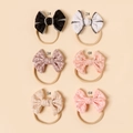 Detail of 6-piece baby headband set with lace and floral nylon elastic bows - Random Color