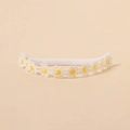 Elastic baby headband with white daisy lace flowers for kids in bohemian style - Yellow and White Style