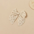 Pinza para el pelo con lazo de algodón floral para niñas con diseño de flores - Flor Caqui