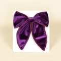 Dark purple velvet swallowtail bow hair clip for girls on a white display card - 13cmx12.5cm / Fuschia