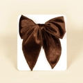 Deep brown velvet swallowtail bow hair clip for girls with a soft plush texture - 13cmx12.5cm / Dark Brown