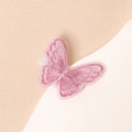 Detail of pink embroidered double-layered organza butterfly hair clip for toddlers - Embroidered Butterfly Style / Deep Pink