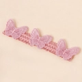 Dettaglio fascia per neonati con tre farfalle 3D in pizzo rosa e morbido tulle - Rosa
