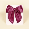 Deep burgundy velvet double bow hair clip for girls on white display card - 13cmx12.5cm / Rose Red