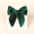 Dark green velvet swallowtail bow hair clip for girls on white display card - 13cmx12.5cm / Grass Green